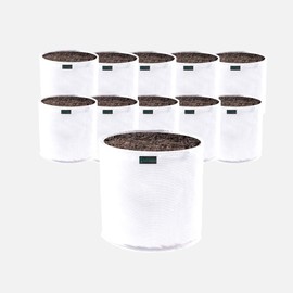 Rain Science Commercial Grow Bag Pack of 10, Air Pruning Mesh Fabric Plant Containers (1 Gallon, White)