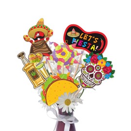 Mexican Fiesta Table Centerpieces Mexican Taco Party Decorations 12pcs Day of The Dead Photo Booth Props Selfie Props for Day of The Dead Party/Birthday Mexican Carnival Decoration Supplies