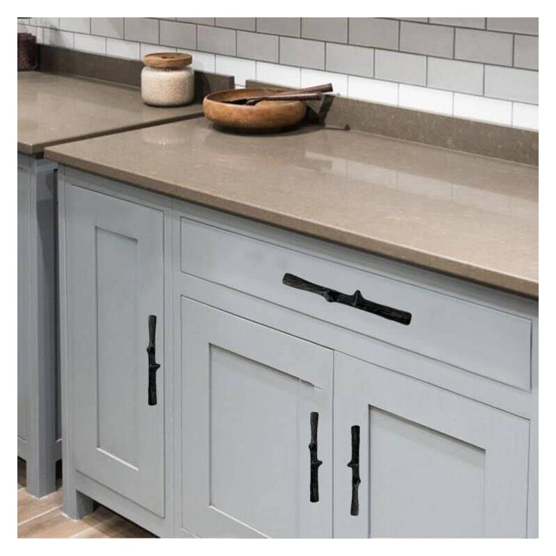 Huyfoig 3 Inch Cabinet Pulls, Black Tree Branch Cabinet Handles,