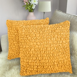 PAULATO BY GA.I.CO. Throw Pillow Cover - 18x18 Pillows Slipcover 2 pcs Set - Soft Polyester Fabric Slipcover - 1-Piece Form Fit Stretch Furniture Protector - Microfibra Collection (18x18, Mango)