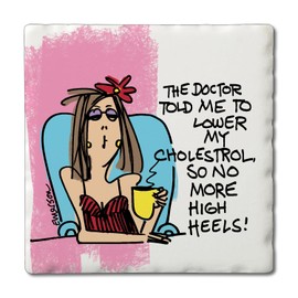 Thirstystone High Heels Single Tumbled Tile Stone Coaster with Protective Cork Backing Manufactured in The USA 4" Square, Artistic, Easily Wipes Clean