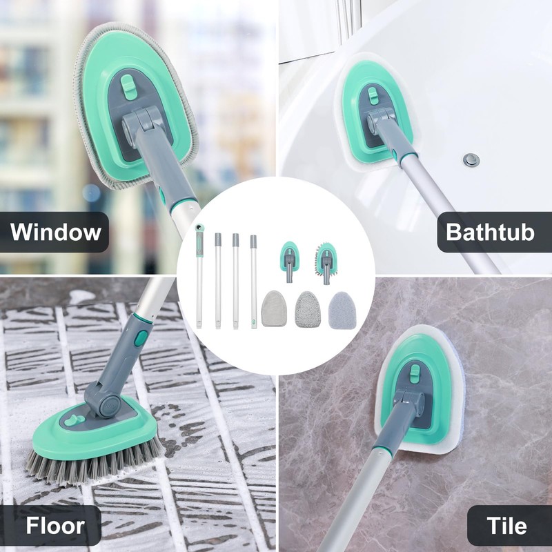 3 in 1 Tile Tub Shower Scrubber,Cleaning Brush with 58"