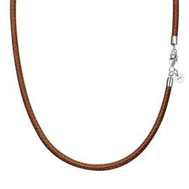 JEVINDA Leather Necklace for Men Women 925 silver buckle Cord Chain Waterproof 18''-24''optional 2.5mm Rope Chain DIY for Pendant With gift box (22'', Brown)