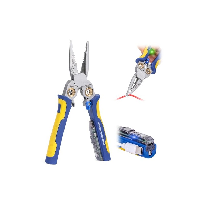 haisstronica 9-in-1 Rechargeable Wire Stripper with NCV Voltage Tester, 10-18