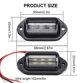 JEDEW 2 PACK License Plate Light, 12V 6-SMD LED License Plate Lamp Taillight for Truck SUV Trailer Van, Step Courtesy Lights, Dome/Cargo Lights