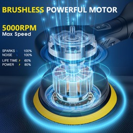 JUSFIT Cordless Car Buffer Polisher for Makita 18V Battery, 6-Speed Brushless Motor, 6-Inch Pad, 3.0LB Lightweight, Dual Action Random Orbital, Car Detailing, Boat, Wood & Furniture