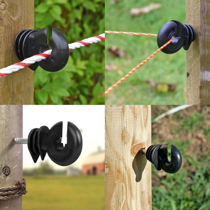 200 Pcs Black Electronic Fence Insulator Screw-in Insulator Fence Ring