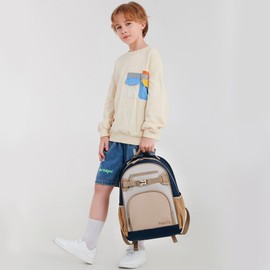 Sawkig Toddler Backpacks for Boys Preschool Water Resistant Bookbag for Kids 2-4 (Brown Gray)