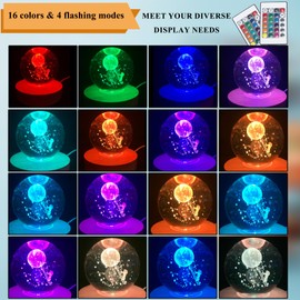 nuuubik 4 Pieces LED Light Stand Bases Colorful Lights Display Base with Remote Control, 16 Colored Round Wooden Lighted Bases USB Table Lamp Centerpieces for Crystal Glass Resin Art,3.94 Inch