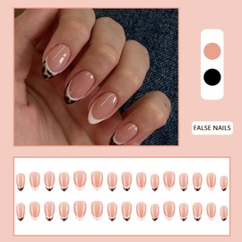 Press On Nails - 30Pcs Short Oval False Nails Leopard White Design - Removable Glue-on Nails Fake Nail Acrylic Full Cover Nail Women Girls