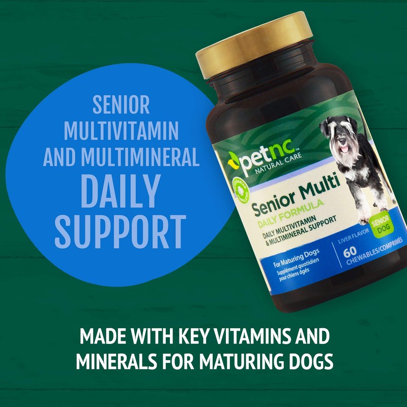 Petnc Senior Multi Chewables (60 Count), Daily Dog Multivitamin &
