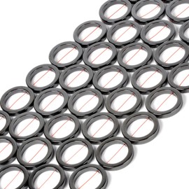Natural 28mm Hematite Hollow Circle Flat Round Ring Shape Donut Beads Strand 16 Inch for Jewelry Making