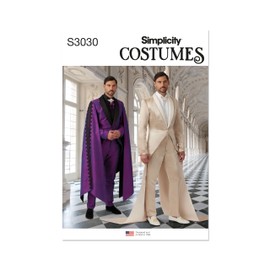 Simplicity SS3030AA Men's Costume Suits Sewing Pattern Packet, Design Code S3030, Sizes 34-36-38-40-42, Multicolor