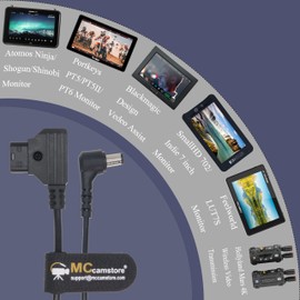 D-tap to DC Power Cable 12V 5.5mm×2.1mm for Atomos Shogun, Ikan Monitor, Blackmagic Video Assist, SmallHD Indie 7, Right Angle DC 60cm / 23.6 inches