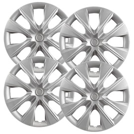 Hubcaps.com - Premium Quality 15 inch Silver Hubcaps fits 2014 2015 2016 2017 2018 and 2019 Toyota Corolla, Heavy Duty Solid Clip Construction (Set of 4) (61171AMS-4)