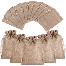 Pack of 25 Jute Bags Advent Calendar, 10 x 14 cm Linen Bag with Drawstring Gift Bags Small Advent Calendar Bags Reusable for Christmas