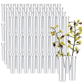 110 pcs Floral Water Tubes,2.8*0.7 inch Clear Plastic Flower Tubes,Plastic Vials for Flower Arrangements,Flower Vials with Caps for Flower,Plastic Water Tubes for Floral Flower,Flower Stem Water Tube
