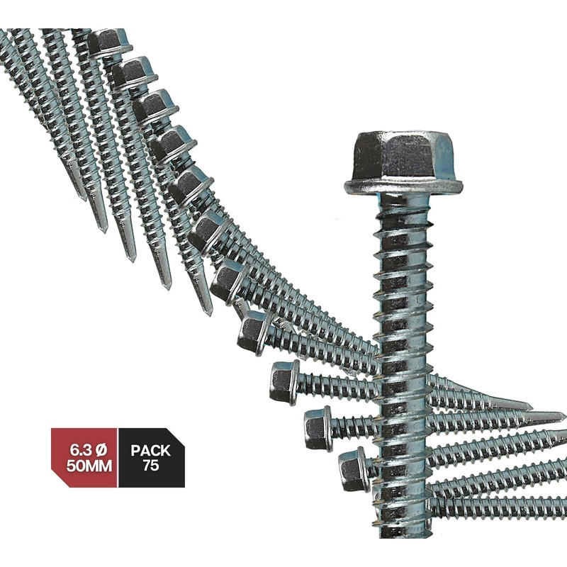 DOJA Industrial Hexagon Drilling Screws 6.3 x 50 Pack 75
