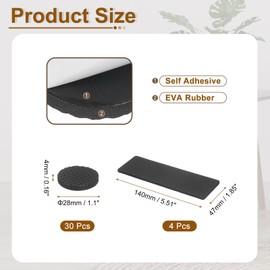uxcell Non-Slip Furniture Pads, 34Pcs Round, Rectangle Self-Adhesive Rubber Anti Skid Grippers Pads, Table Leg Chair Feet Furniture Floors Protectors for Hardwood Floors, Black