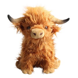 9.8inch Simulation Highland Cow Plush Toy Soft Stuffed Animal Doll Realistic Scottish Highland Cattle Plushies