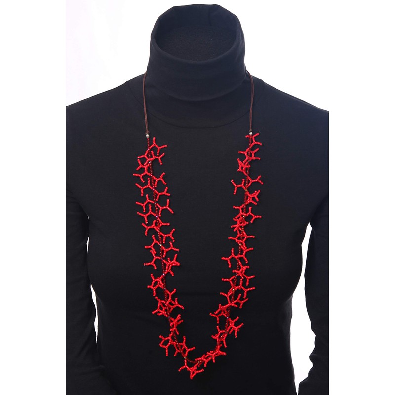 collezione alessandro Toni Long Necklace with Cotton Cord and Glass