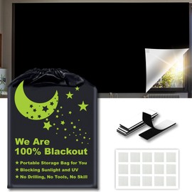 Blackout Blinds Shades [70"*59"][100% Blackout Light][No Drill][DIY Cut to Any Size or Shape] Portable Temporary Travel Blackout Curtains for Nursery,Bedroom,Film Room,RV Car Windows Cover