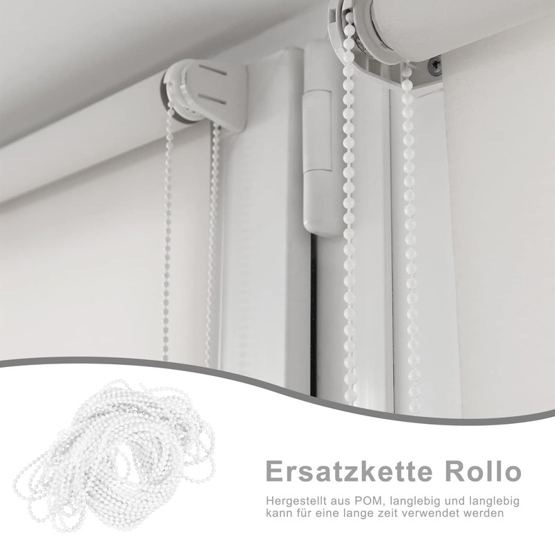 Roller Blind Chain 10 Metres, White 4.5 mm Replacement Chain