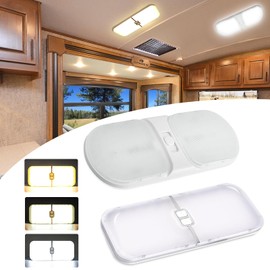 TTCR-II 2 x 12 V Motorhome Lighting LED, Lamps, Camper Dimmable White Yellow and Warm Light (1 Piece), Motorhome Lighting with Switch, 3 Stands (1 Piece for RV Camping Car Truck Caravan Motorhome Boat