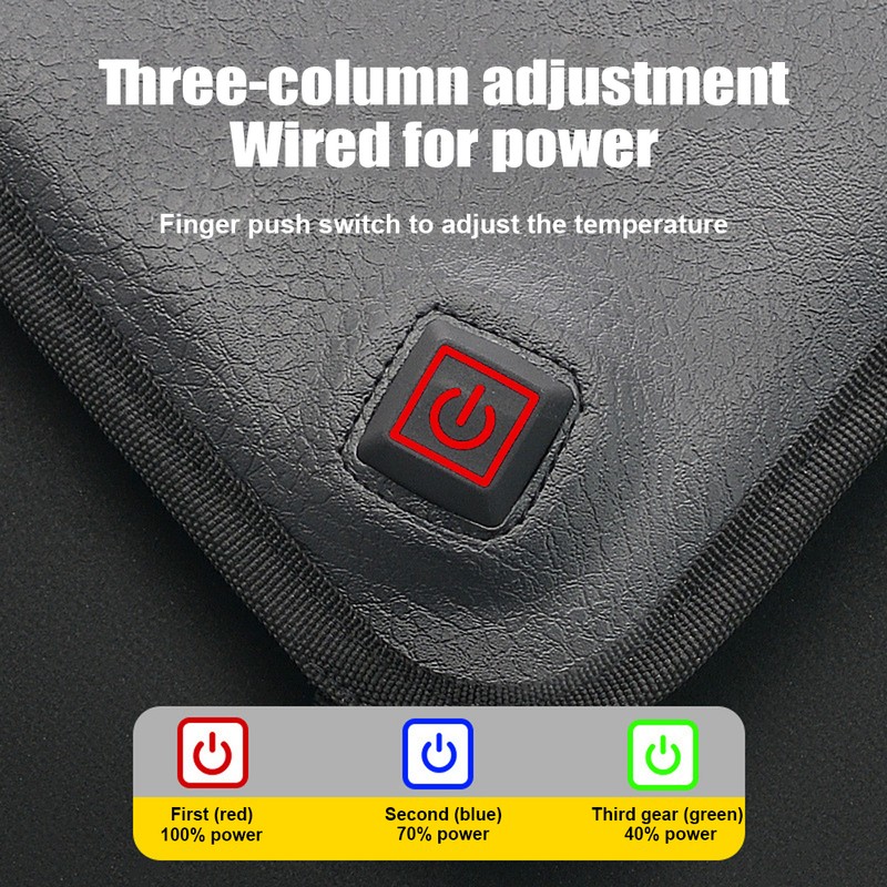 Motorcycle Heated Seat Cushion Electric Heated Seat Pad 3-Speed Adjustable
