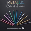 BAZIC Metallic Colored Pencils 12 Shimmering Shades Pre-Sharpened Pencil Set