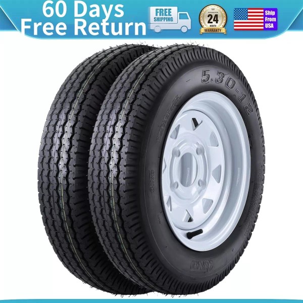 STMHOM Set of 2 Trailer Tires with 12" Rim 4