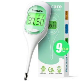 Boncare 9 Seconds Thermometer for Adults - Digital Oral Thermometer for Fever (Light Green)