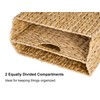 StorageWorks Hand-Woven Divided Magazine Basket, Rattan Magazine Holder, Natural Wicker