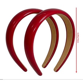 2Pcs Red Leather Headbands Retro Patent Leather Wide Sponge Head Band Non Slip Hairbands Accessories for Womens
