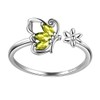 Hipunk Butterfly Green Rings Bands Statement Birthstone Women 925 Sterling Silver August-Peridot Birth Stone Animal Butterflies Adjust Ring Crystal Birthday Jewelry SR0002A