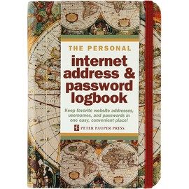 Old World Internet Address & Password Logbook (removable cover band for security)