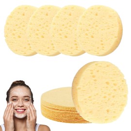 10 Count Facial Sponges Cleansing, Compressed Face Sponges Cleansing Natural Wood Pulp for Makeup Removal Exfoliating(2.5 Inch) (Beige)