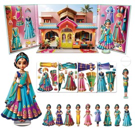 Yuzee Paper Dolls Stickers - Magnetic Dress Up Dolls for Girls - Toddler Travel Toys - 1 Paper Doll and 33 Clothing Accessories with 3D Magnetic Game Scene, Foster Creativity and Imagination