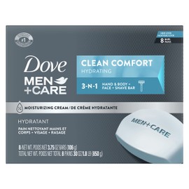 Dove Men+Care Body and Face Bar To Clean and Hydrate Skin Body and Facial Cleanser More Moisturizing Than Bar Soap 3.75 oz 8 Bars