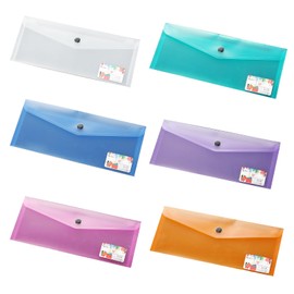 PAVIKE File Case, 10.0 x 5.1 inches (255 x 130 mm), Button Type, Horizontal Type, 6 Colors, Suitable for Office Supplies, Snap Design, Document Storage, Organization, etc