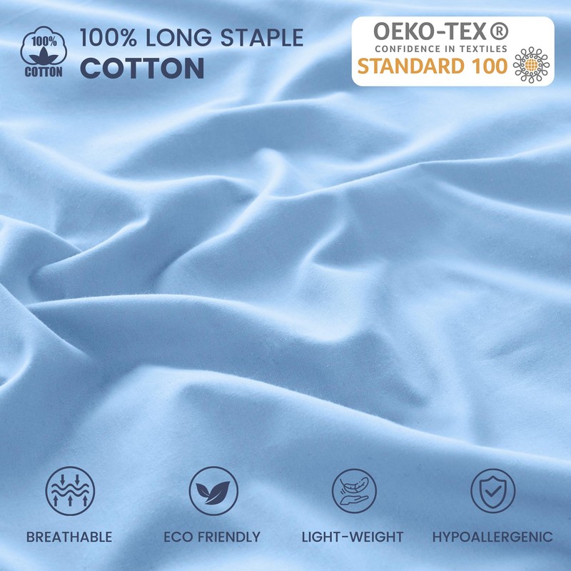 LINENOVA 100% Luxury Cotton Standard Pillowcases(Set of 2),Super Soft and