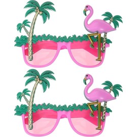 CARMELIT 2 PCS Flamingo Sunglasses Novelty Hawaiian Sunglasses Flamingo Glasses Funny Flamingo Party Props Summer Photo Booths
