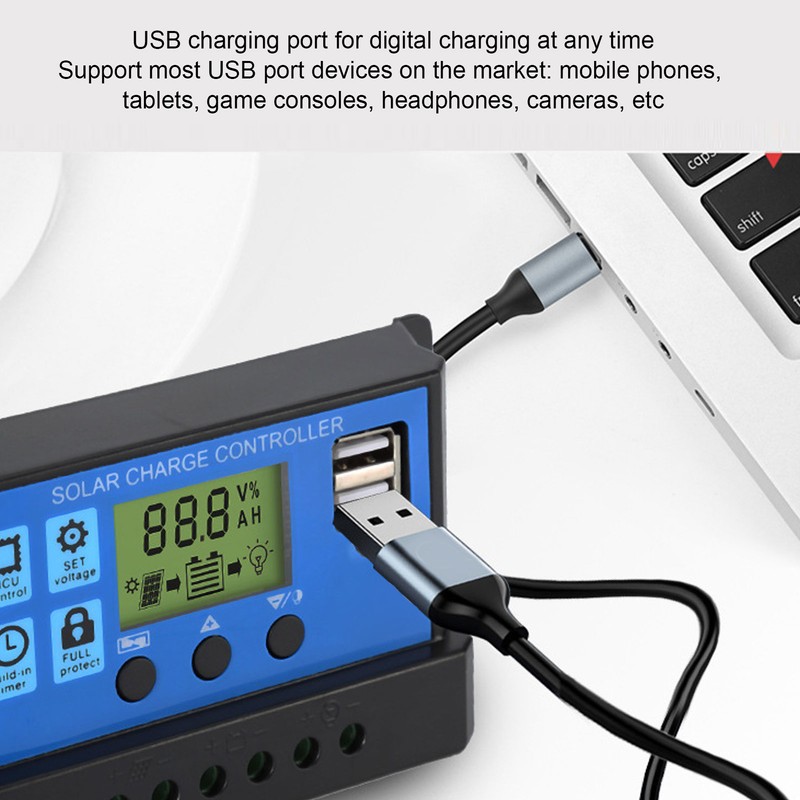 12V 24V Solar Charge Controller USB PWM Photovoltaic Solar Panel