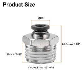 QUARKZMAN Pneumatik Steckverbinder, Schlauchverbinder 1/4" Rohr OD x 1/2 Zoll NPT Gewinde Männlicher Gerader Schnellsteckverbinder Push to Connect Fittings für Bremssysteme, Schwarz