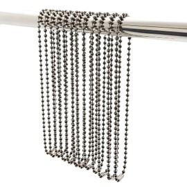 Black Nickel Shower Curtain Hooks, 27 Inch Ball Chain Design, 12 Pack Rust-Resistant Metal Curtain Rings for Bathroom Rods, Heavy Duty 4.5mm Shower Curtain Hangers