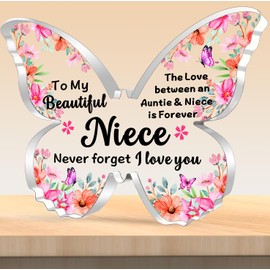 TTOVEN Niece Gifts from Auntie Niece Birthday Gifts Niece Butterfly-Shaped Plaque Gifts