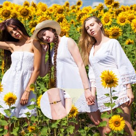 20 pulseras de girasol hechas a mano ajustables para amigos, bohemias, parejas, pulseras a juego para parejas, mujeres, amigas, Negro -, approx. 6.2-11.8 inch in length