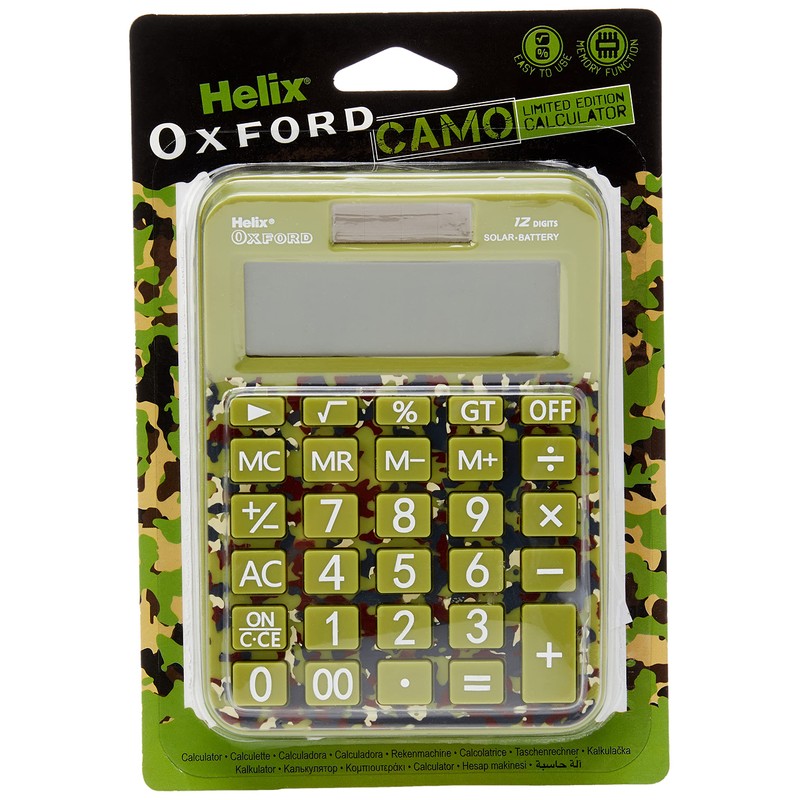 Helix Oxford Camo Basic Calculator - Green