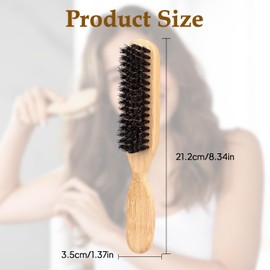 Slick Back Hair Brush for Women Men Kid, Boar Bristle Hair Brush, Beard Smoothing HairBrush, for Thin & Fine Hair, Smoothing Hairbrush for Polishing, Deepening & Styling