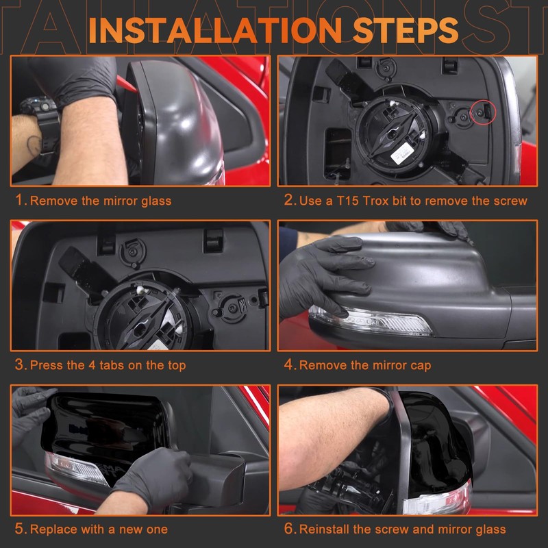 Glossy Black Side Mirror Covers Caps Compatible with 2019-2025 Dodge